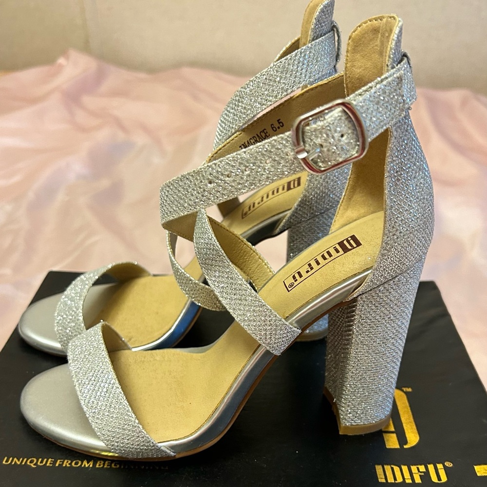 Silver Strappy Heels - Picture 3 of 8